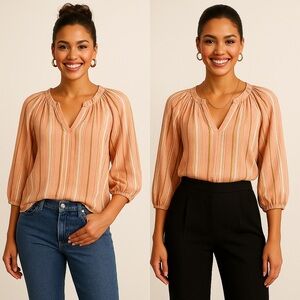 Maeve by Anthropologie Striped Peasant Blouse Women’s XL‎